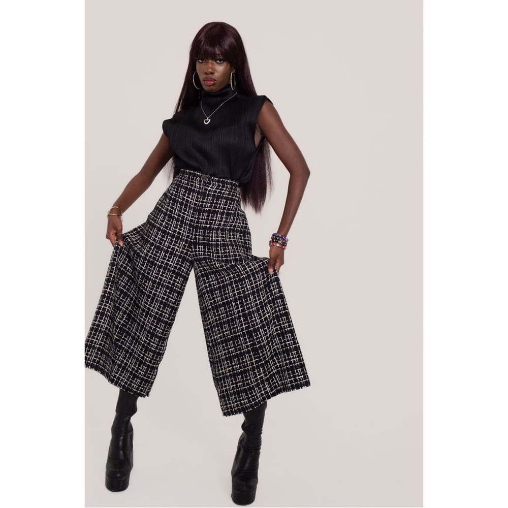 Iris and Ink | Tweed Pleated Wool Multi Coloured Culottes Size 4 NEW